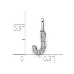 14K White Gold Diamond Letter J Initial Pendant - 2