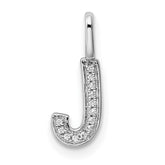 14K White Gold Diamond Letter J Initial Pendant - 2