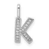 14K White Gold Diamond Letter K Initial Pendant - 2