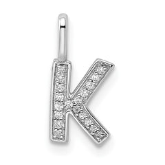 14K White Gold Diamond Letter K Initial Pendant - 2