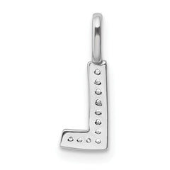 14K White Gold Diamond Letter L Initial Pendant - 5