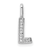 14K White Gold Diamond Letter L Initial Pendant - 5