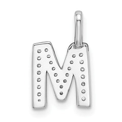 14K White Gold Diamond Letter M Initial Pendant - 4