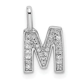 14K White Gold Diamond Letter M Initial Pendant - 4