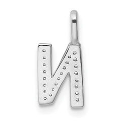 14K White Gold Diamond Letter N Initial Pendant - 2