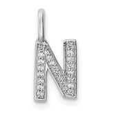 14K White Gold Diamond Letter N Initial Pendant - 2