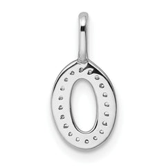14K White Gold Diamond Letter O Initial Pendant - 4