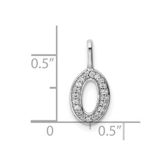 14K White Gold Diamond Letter O Initial Pendant - 4