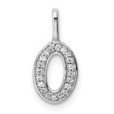 14K White Gold Diamond Letter O Initial Pendant - 4
