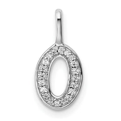 14K White Gold Diamond Letter O Initial Pendant - 4