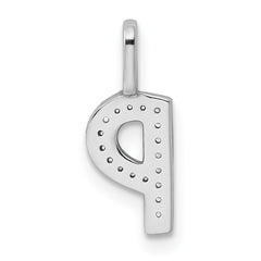 14K White Gold Diamond Letter P Initial Pendant - 5