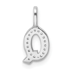 14K White Gold Diamond Letter Q Initial Pendant - 2