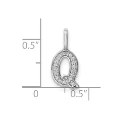 14K White Gold Diamond Letter Q Initial Pendant - 2