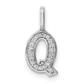 14K White Gold Diamond Letter Q Initial Pendant - 2