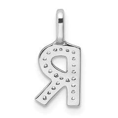 14K White Gold Diamond Letter R Initial Pendant - 4