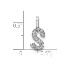 14K White Gold Diamond Letter S Initial Pendant - 3