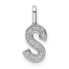 14K White Gold Diamond Letter S Initial Pendant - 3