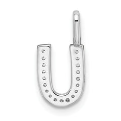 14K White Gold Diamond Letter U Initial Pendant - 3