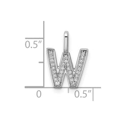 14K White Gold Diamond Letter W Initial Pendant - 4