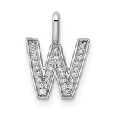 14K White Gold Diamond Letter W Initial Pendant - 4