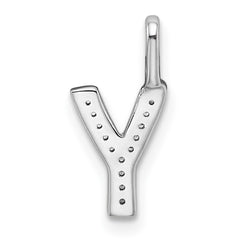 14K White Gold Diamond Letter Y Initial Pendant - 3