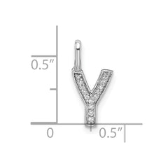 14K White Gold Diamond Letter Y Initial Pendant - 3