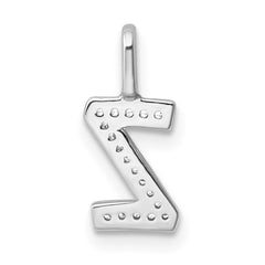 14K White Gold Diamond Letter Z Initial Pendant - 3