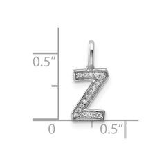14K White Gold Diamond Letter Z Initial Pendant - 3