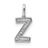 14K White Gold Diamond Letter Z Initial Pendant - 3