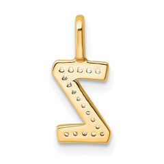 14K Yellow Gold Diamond Letter Z Initial Pendant