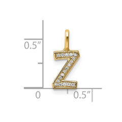 14K Yellow Gold Diamond Letter Z Initial Pendant
