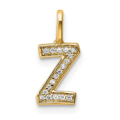 14K Yellow Gold Diamond Letter Z Initial Pendant