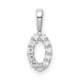 14k White Gold Diamond Number 0 Pendant - 2