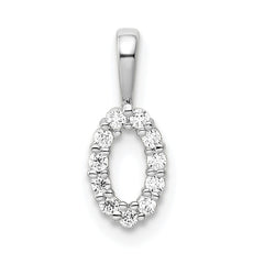 14k White Gold Diamond Number 0 Pendant - 2