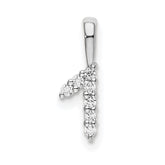 14k White Gold Diamond Number 1 Pendant