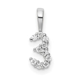 14k White Gold Diamond Number 3 Pendant