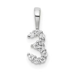 14k White Gold Diamond Number 3 Pendant