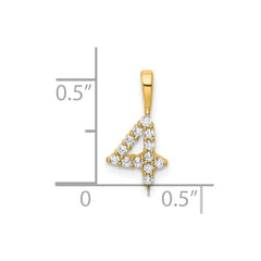 14K Diamond Number 4 Pendant