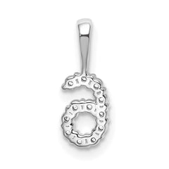 14k White Gold Diamond Number 6 Pendant