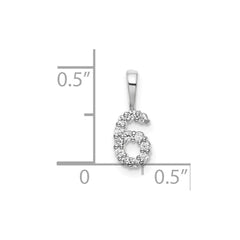 14k White Gold Diamond Number 6 Pendant