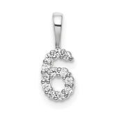 14k White Gold Diamond Number 6 Pendant