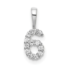 14k White Gold Diamond Number 6 Pendant