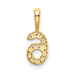 14K Diamond Number 6 Pendant