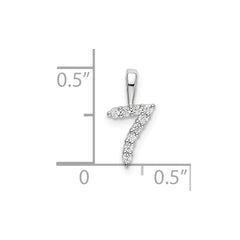 14k White Gold Diamond Number 7 Pendant