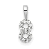 14k White Gold Diamond Number 8 Pendant