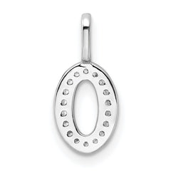 14k White Gold Diamond Number 0 Pendant