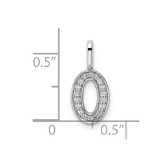 14k White Gold Diamond Number 0 Pendant