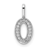 14k White Gold Diamond Number 0 Pendant