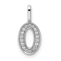 14k White Gold Diamond Number 0 Pendant