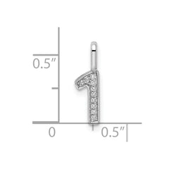 14k White Gold Diamond Number 1 Pendant - 2